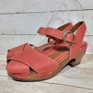 SERGIO TOMANI PEEP TOE SANDAL WOOD CLOGS EU 36